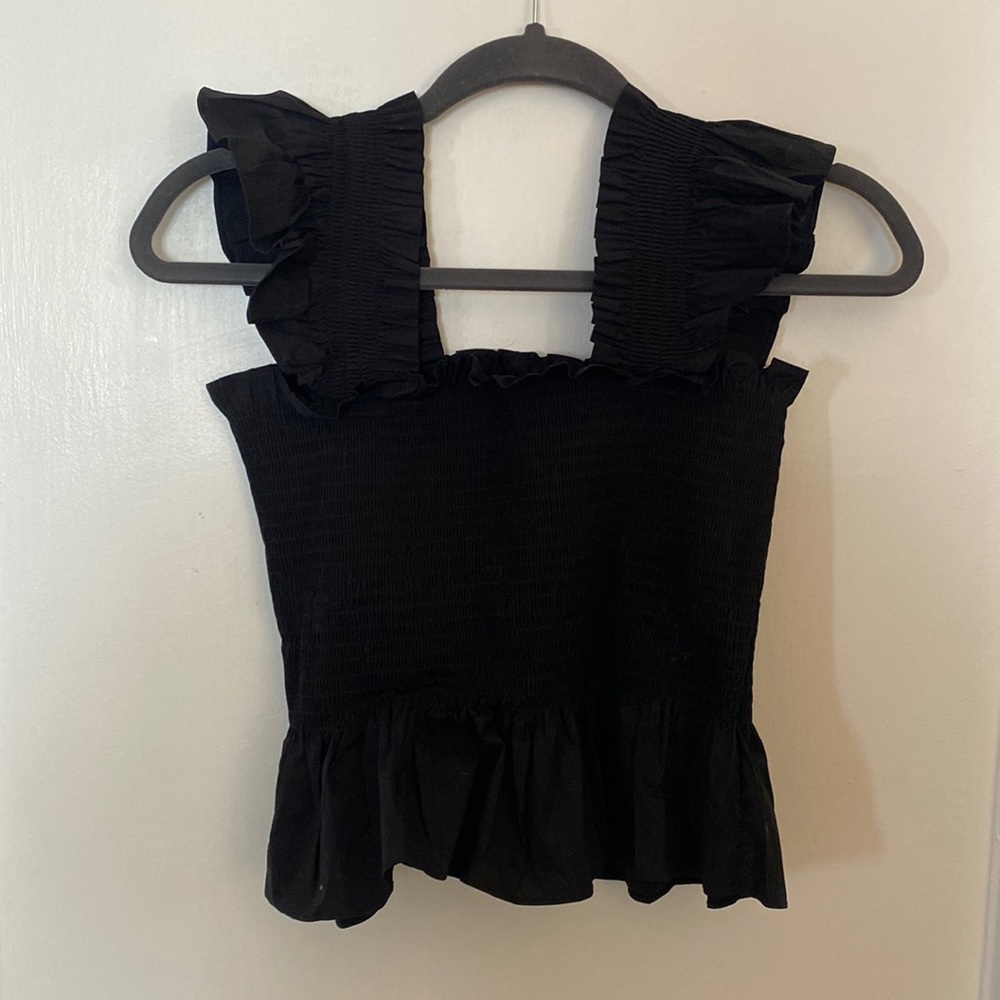 NWT Hill House Paz Top Black Poplin S
